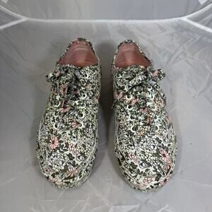 Vans Floral Sneakers Womens 6 Pink Green Lace Up Low Top Shoes